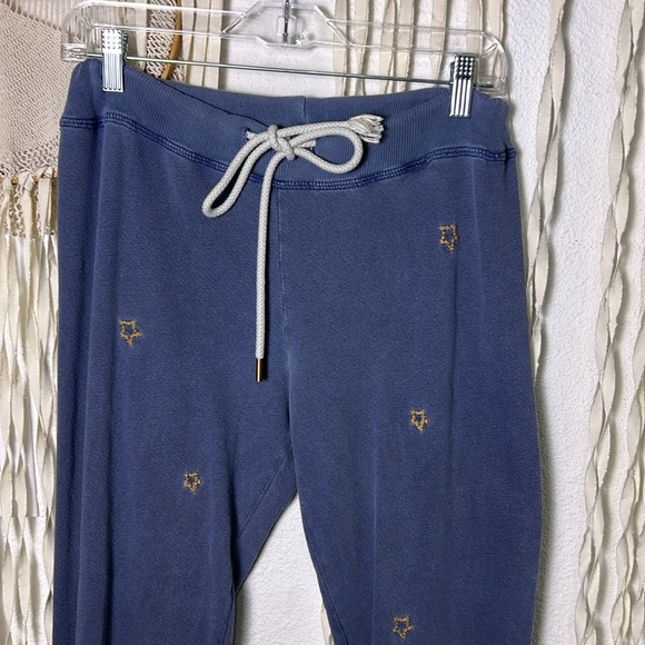 The Great. Washed Blue Cropped Drawstring Sweatpant  Star Embroidery Size 0/XS - Picture 2 of 9